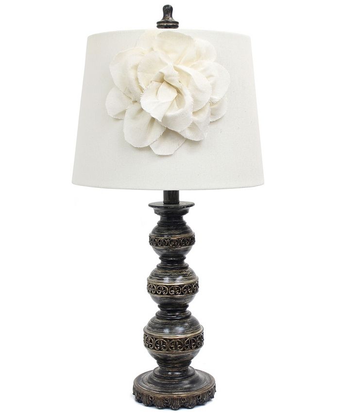 All The Rages - Aged Bronze Stacked Ball Lamp with Couture Linen Flower Shade