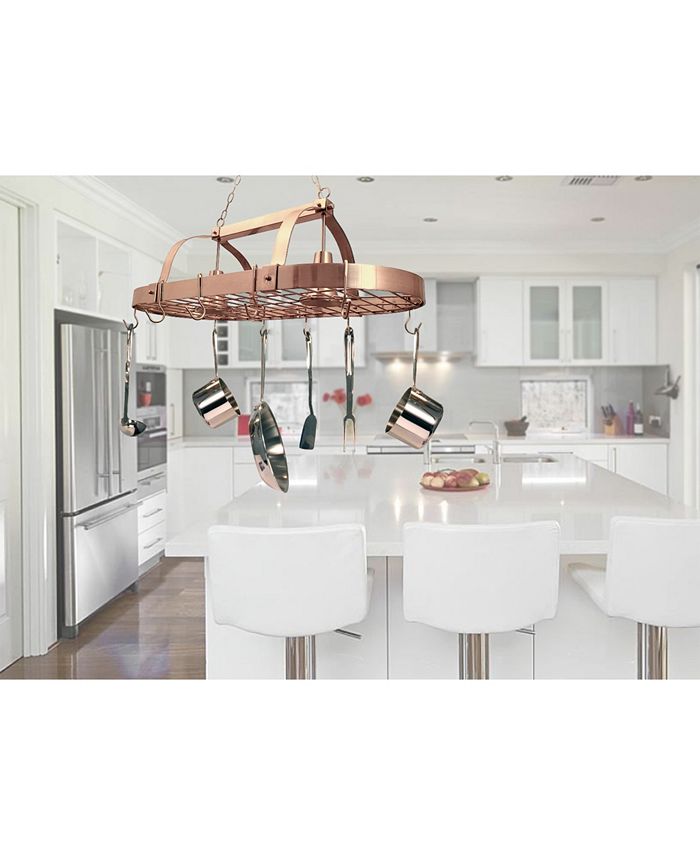 All The Rages Elegant Designs 2 Light Kitchen Pot Rack with Downlights