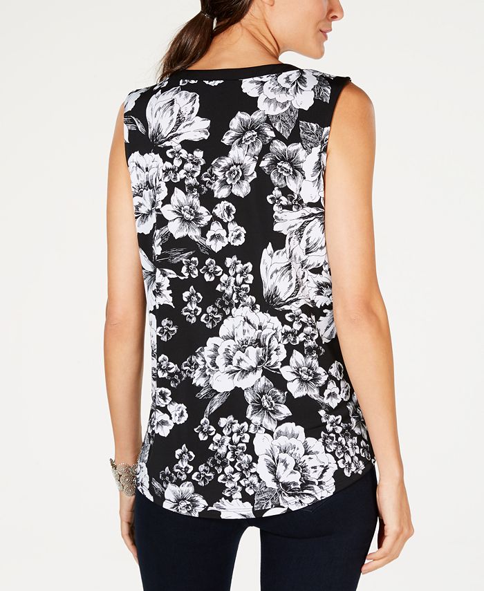 INC International Concepts I.N.C. Printed ZipFront Tank Top, Created