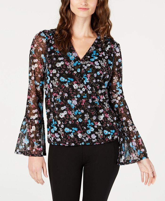 INC International Concepts I.N.C. Surplice Bell-Sleeve Top, Created for ...