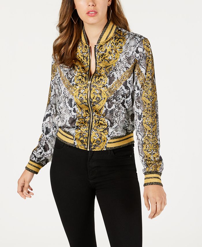 Guess rae printed bomber jacket discount