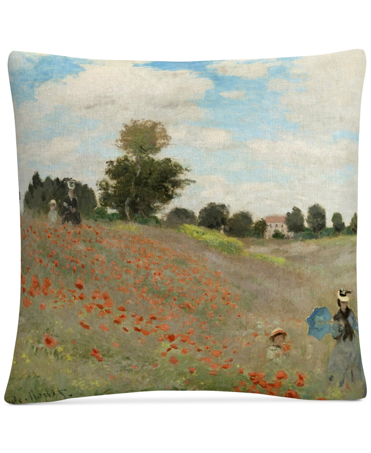 Claude Monet Wild Poppies Near Argenteuil Decorative Pillow, 16 x 16