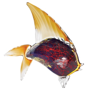 Badash Crystal Murano Style Firestorm Fish Art Glass Sculpture In Multi