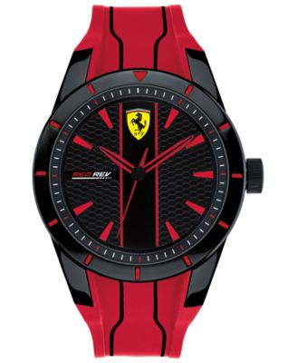 Ferrari - Men's Red Rev Red Silicone Strap Watch 44mm