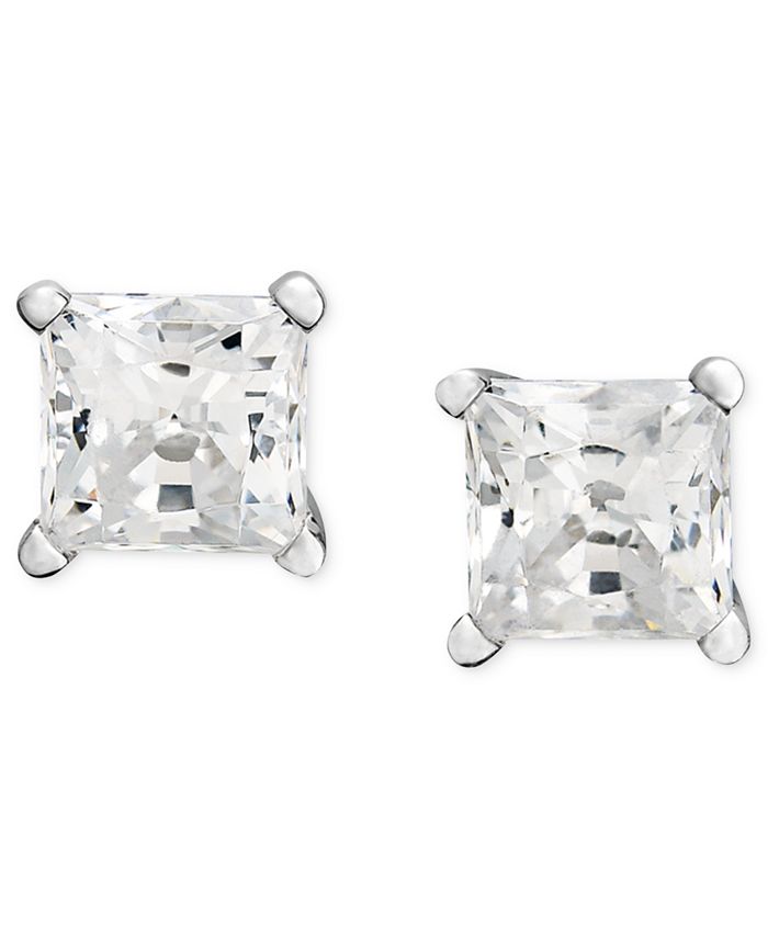 Macy s Princess Cut Diamond Stud Earrings in 14k White Gold