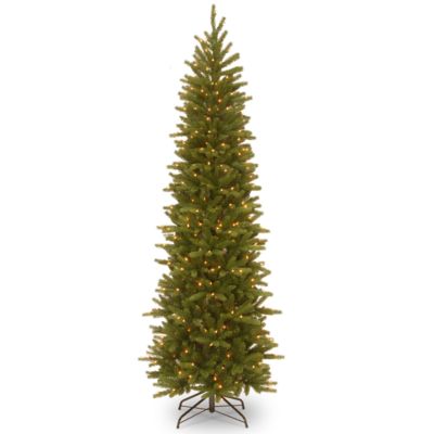 National Tree Company - National Tree 7 .5' Feel RealR Grande Fir Pencil Slim Hinged Tree with 350 Clear Lights