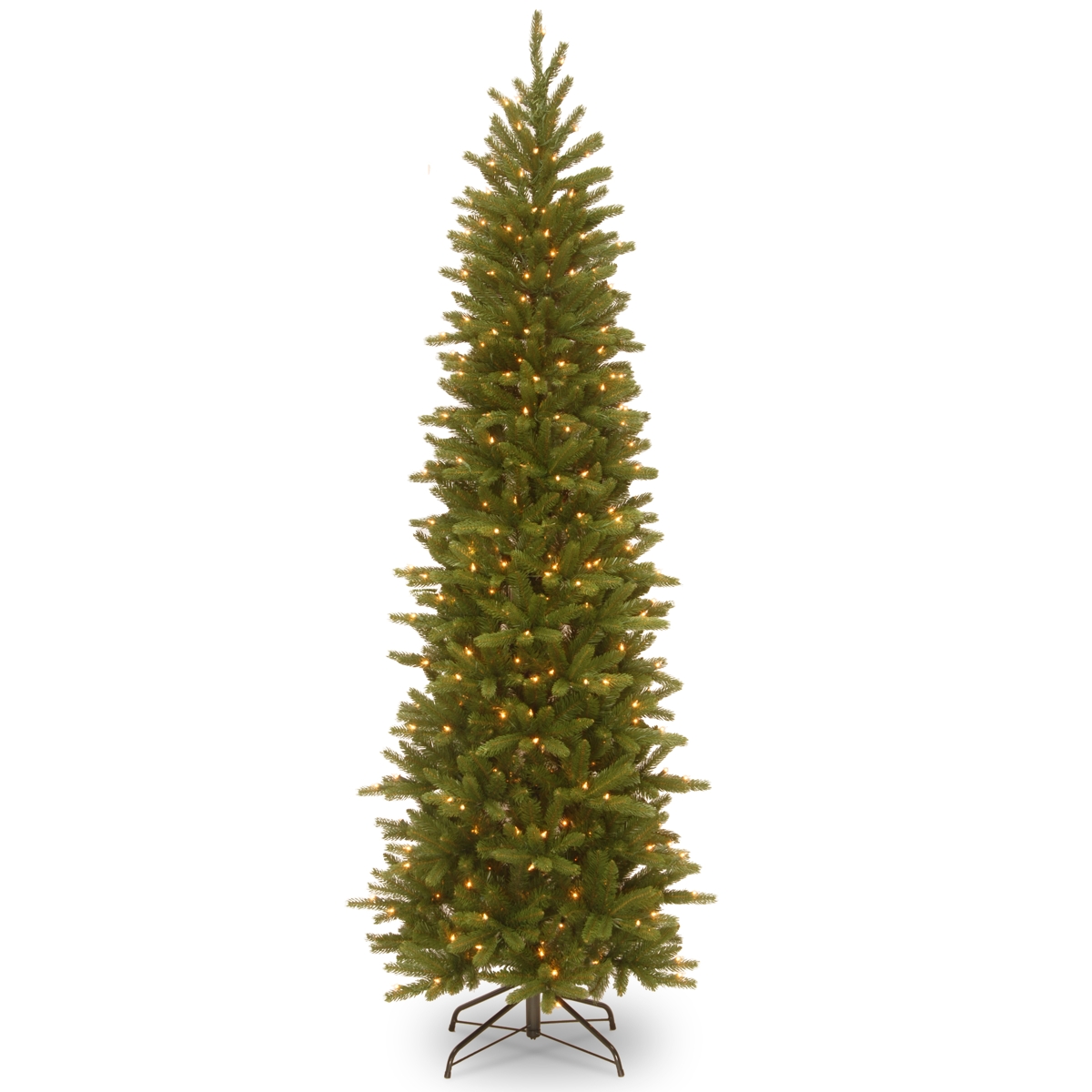 National Tree Feel Real Grande Fir Pencil Slim Hinged Tree with 350 Clear Lights