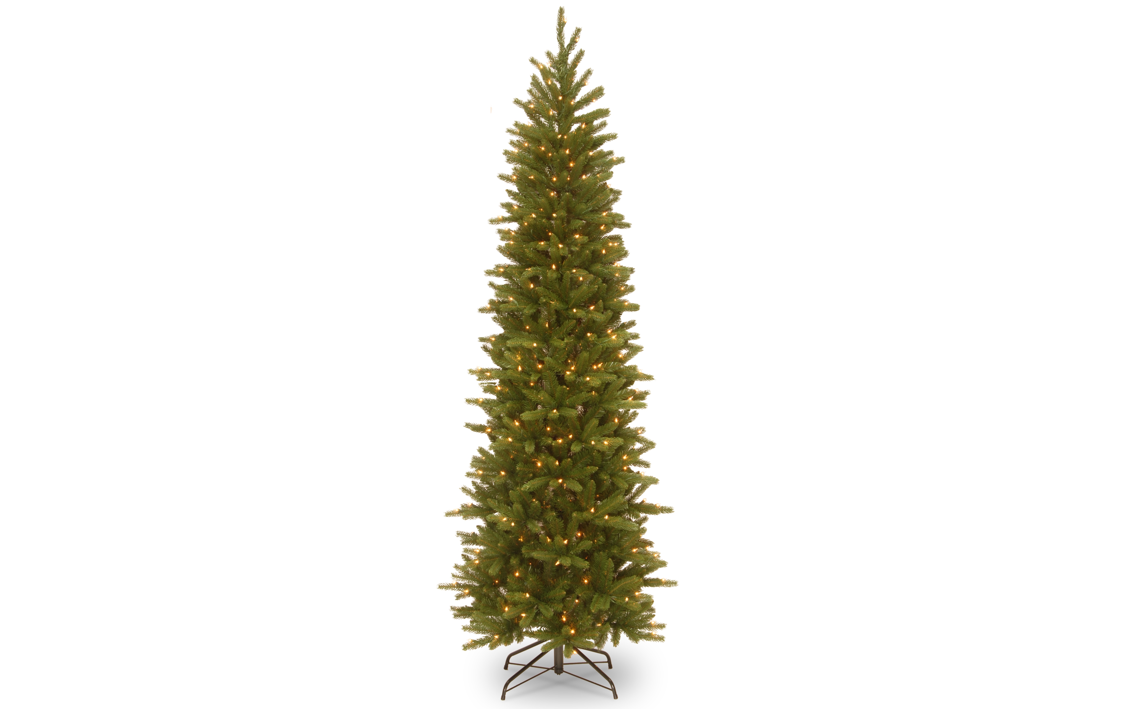 National Tree 7.5' Feel Real Grande Fir Pencil Slim Hinged Tree with 350 Clear Lights