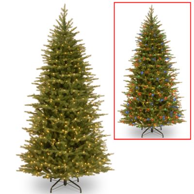 National Tree Company - National Tree 7.5' "Feel Real" Nordic Spruce Slim Hinged Tree with 600 Dual LED Lights