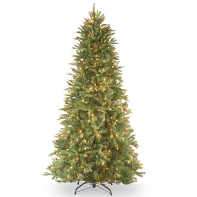 National Tree 7.5' "Feel Real" Tiffany Fir Slim Hinged Tree with 600 Clear Lights