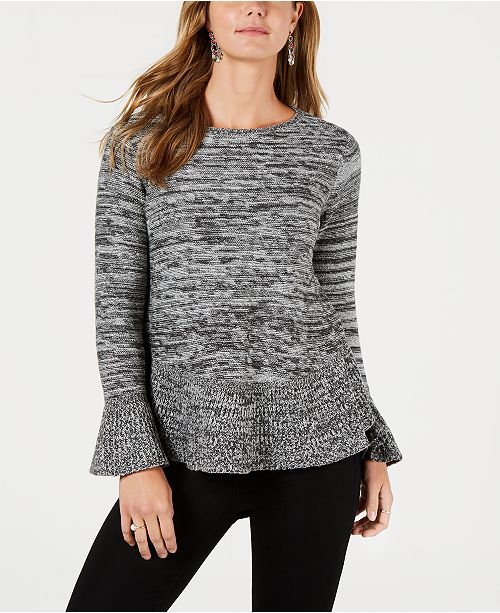 Style & Co Petite Bell-Sleeve Peplum Sweater, Created for Macy's ...