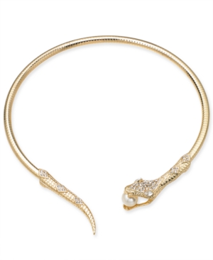 image of Thalia Sodi Gold-Tone Crystal & Imitation Pearl Snake 5