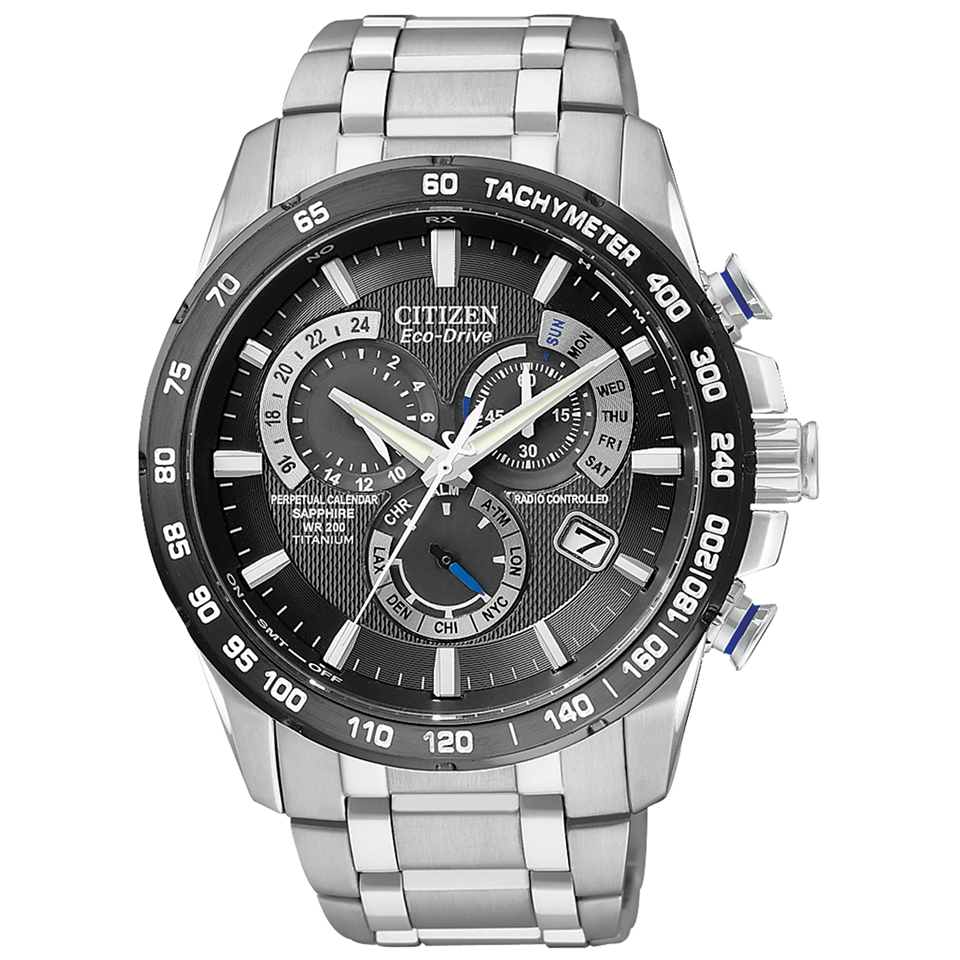Citizen Mens Chronograph Eco Drive Titanium Bracelet Watch 43mm