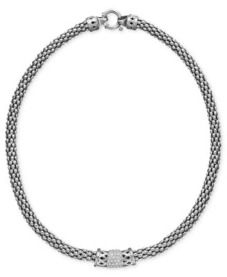 Macy's - Diamond Barrel Necklace in Sterling Silver (1/4 ct. t.w.)