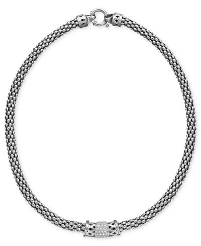 Diamond Barrel Necklace in Sterling Silver (1/4 ct. t.w.) - Necklaces ...