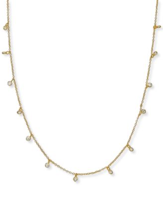 Giani Bernini - Cubic Zirconia Dangle Collar Necklace, 16" + 2" extender,
