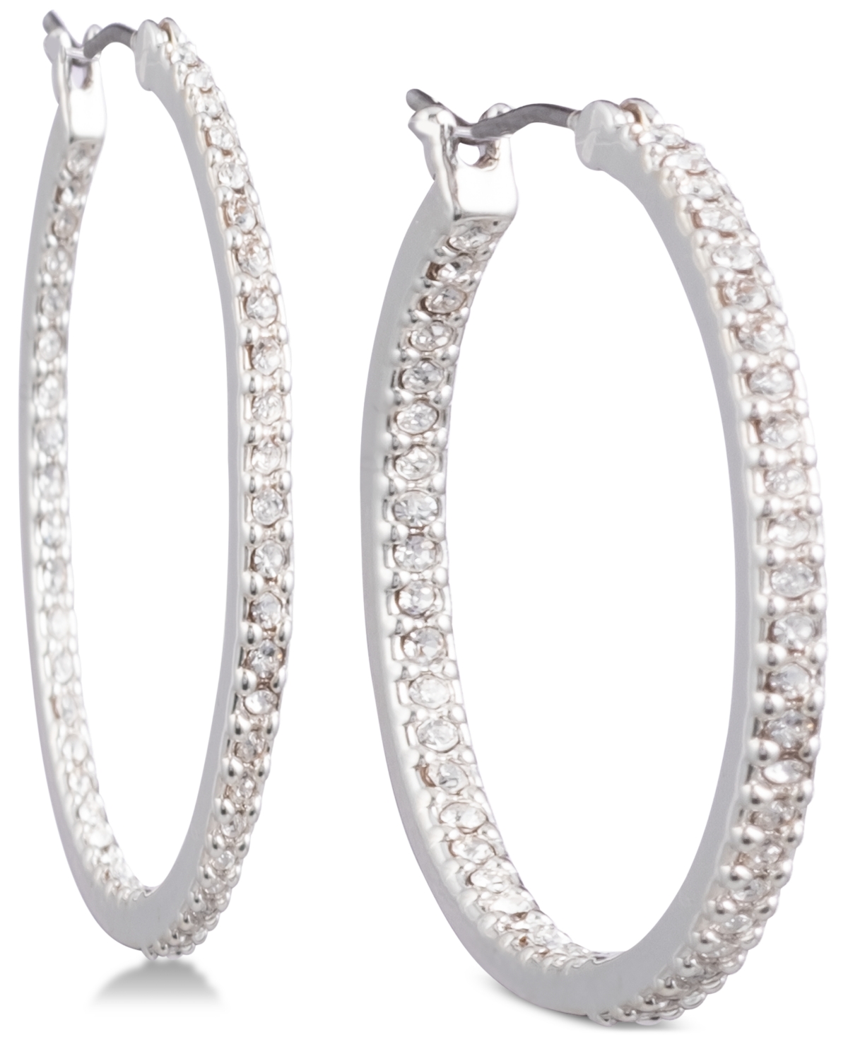Lauren Ralph Lauren Crystal In & Out Hoop Extra Small Earrings In Silver