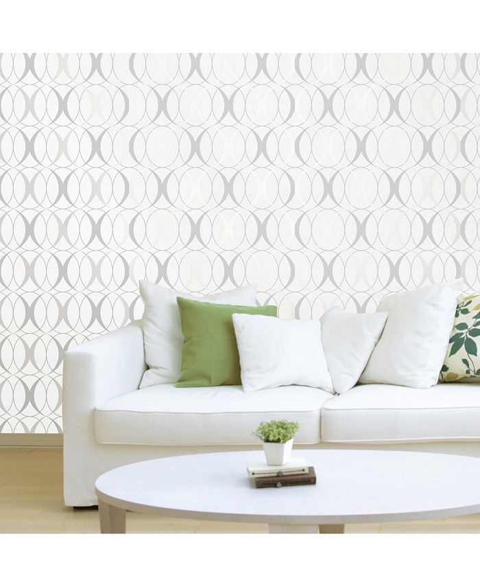 Brewster Home Fashions Circulate Light Silver Peel and Stick Wallpaper