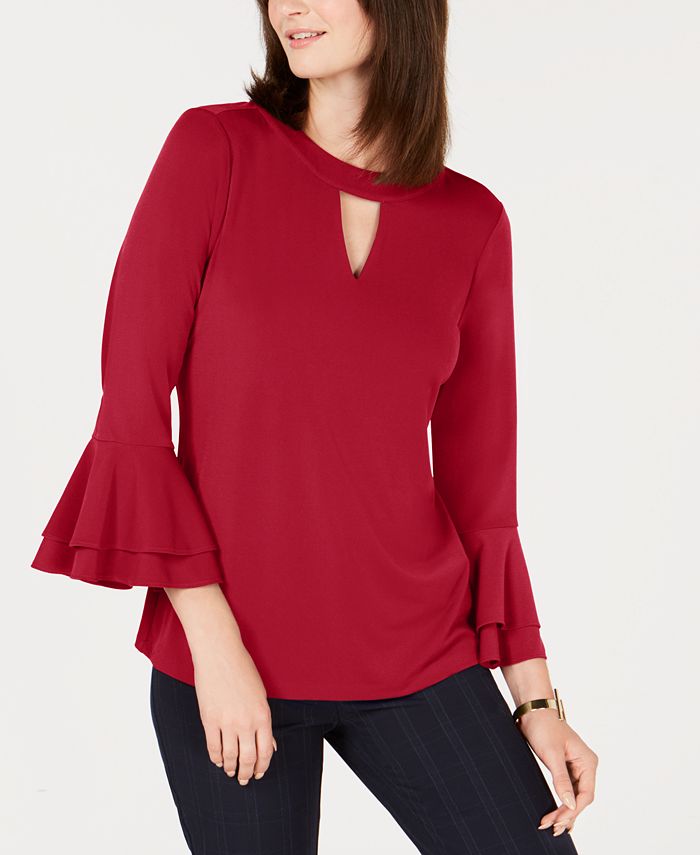 Charter Club Bell-Sleeve Keyhole Top, Created for Macy's - Macy's