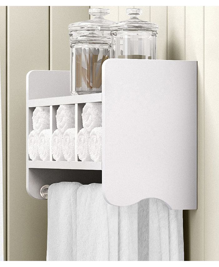 Alaterre Furniture 25" Bath Storage Shelf with Towel Rod, White Macy's