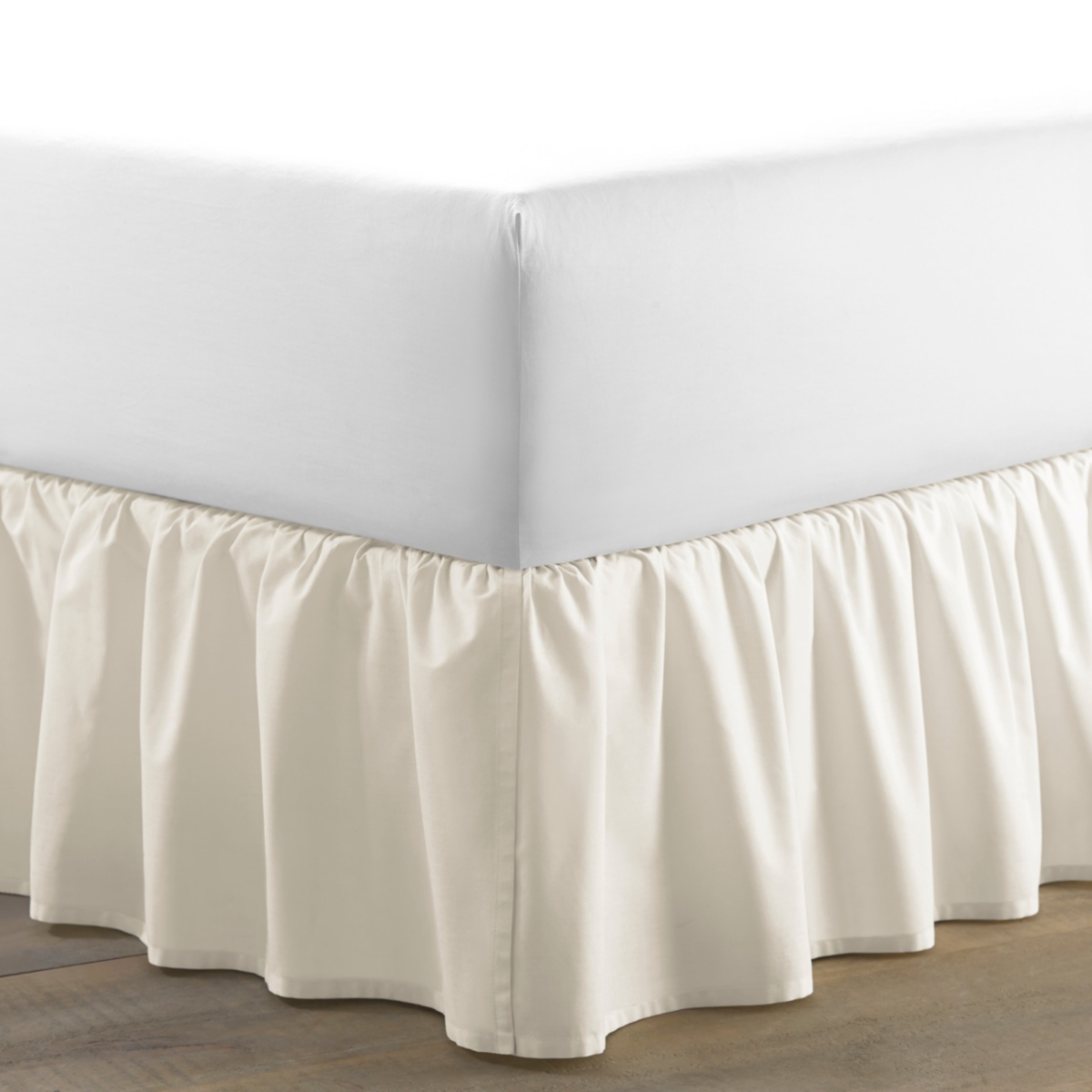 Laura Ashley Solid Ruffled Cotton Bedskirt, Twin In Beige
