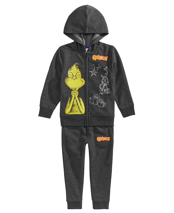 Dr. Seuss Little Boys 2 Pc. Dr. Seuss Grinch Fleece Hoodie Pants