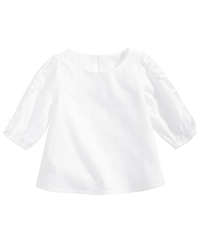 First Impressions Baby Girls Metallic Striped RuffleTrim Top, Created