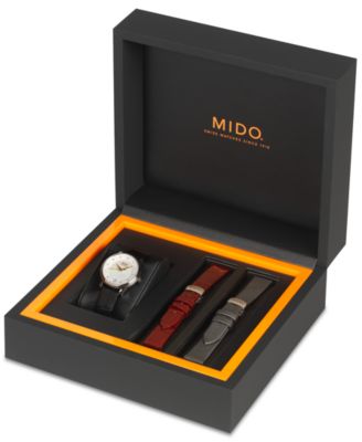 Women's Swiss Automatic Baroncelli II Diamond-Accent Black Synthetic Leather Strap Watch 27.9mm