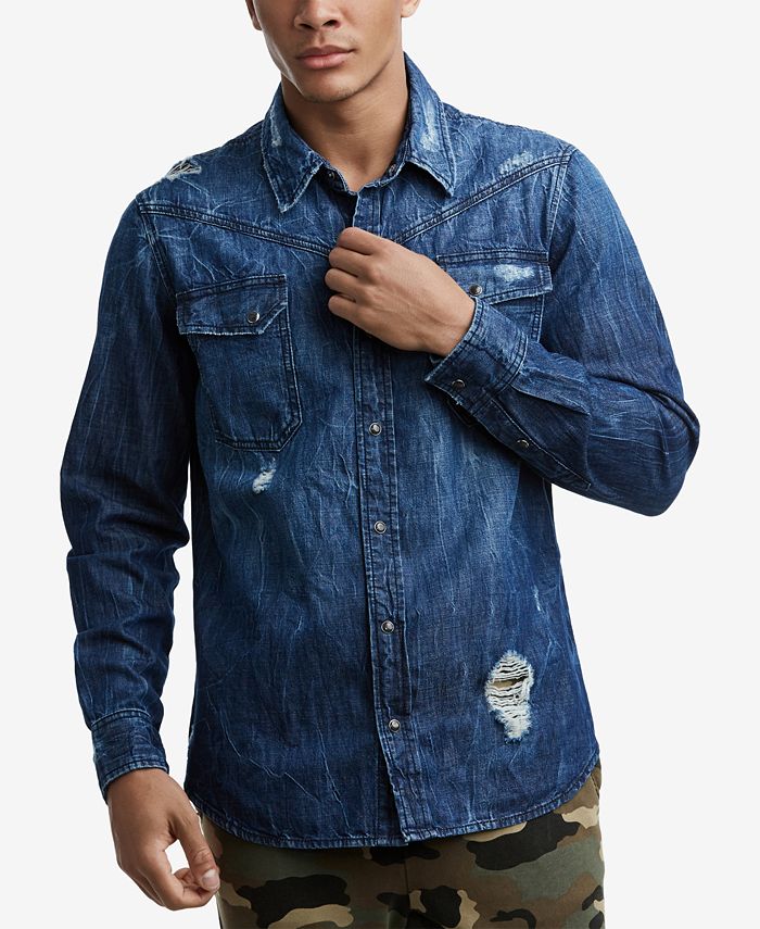 True religion mens denim shirt sales