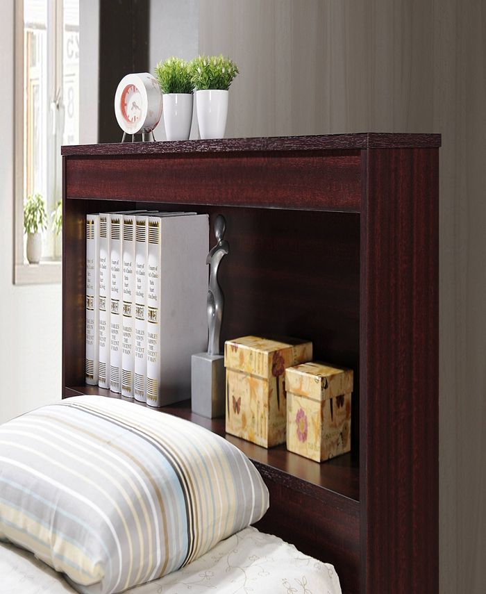 Hodedah TwinSize Captain Bed with 3Drawers and Headboard in Mahogany