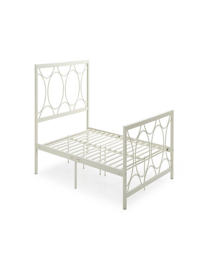 Hodedah Complete Metal FullSize Bed with Headboard, Footboard, Slats