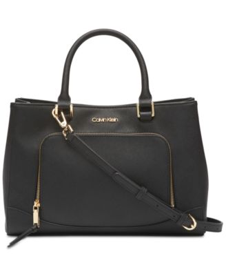 calvin klein hudson saffiano leather satchel