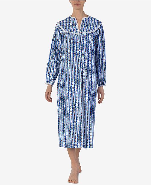 Lanz of Salzburg Lanz Printed Cotton Flannel Ballet-Length Nightgown ...