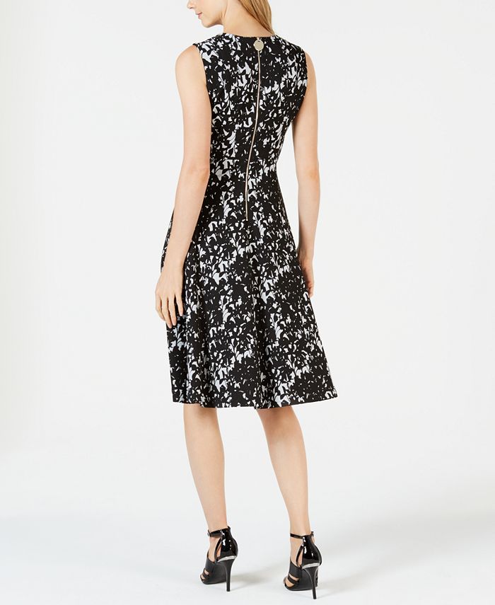 Calvin Klein Printed Fit & Flare Dress - Macy's