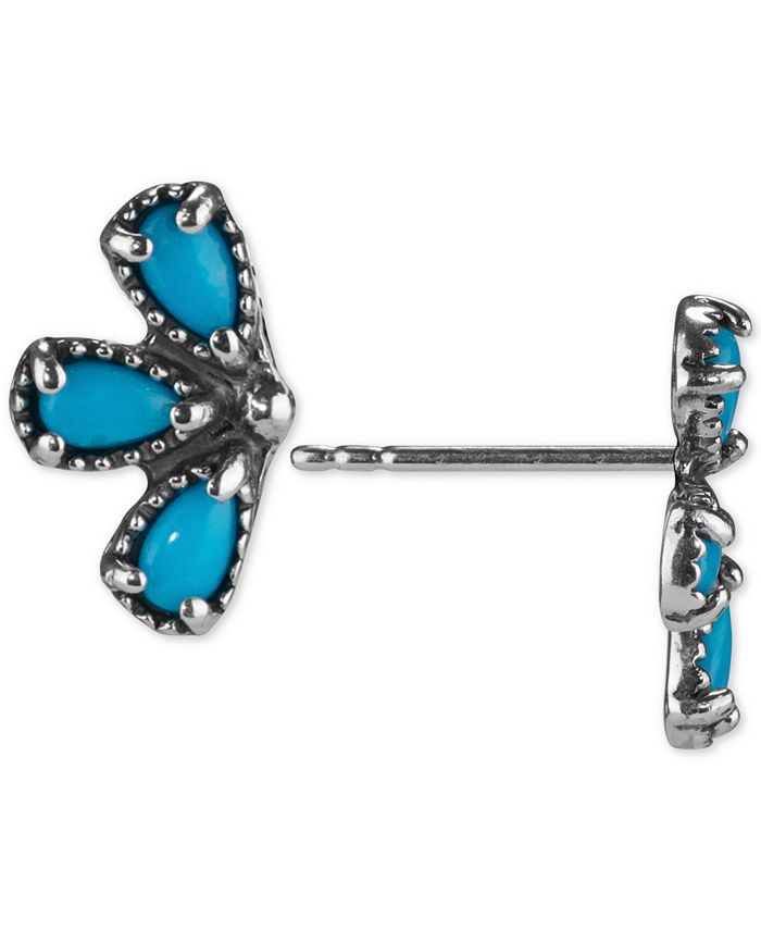 Macy's American West Turquoise Fan Stud Earrings (1-1/4 ct. t.w.) in Sterling Silver - Macy's