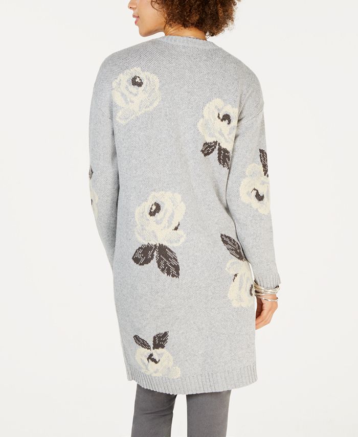Style & Co Embroidered FloralJacquard Long Cardigan, Created for Macy