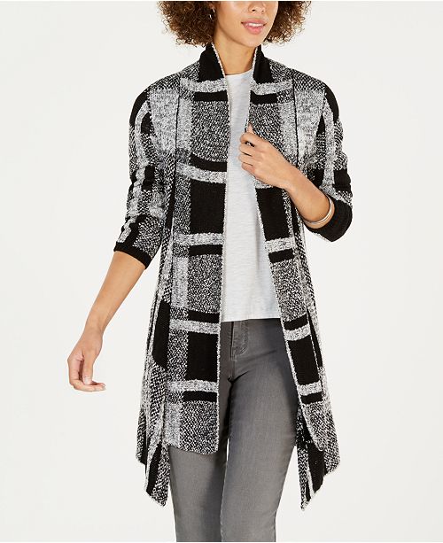 Style & Co Plaid Jacquard Cardigan Sweater, Created for Macy&#39;s - Sweaters - Women - Macy&#39;s