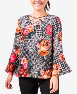 NY Collection - Bell-Sleeve Lattice Top