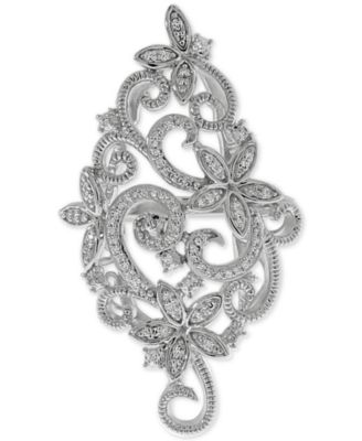 Macy's - Diamond Openwork Vintage-Look Swirl Ring (1/6 ct. t.w.) in Sterling Silver