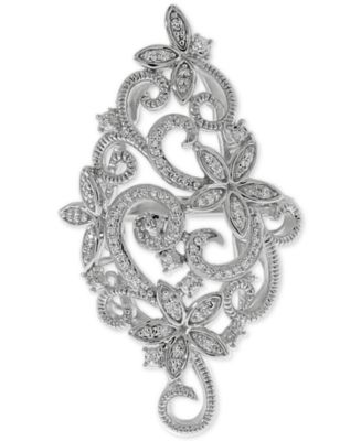 Macy's Diamond Openwork Vintage-Look Swirl Ring (1/6 ct. t.w.) in ...