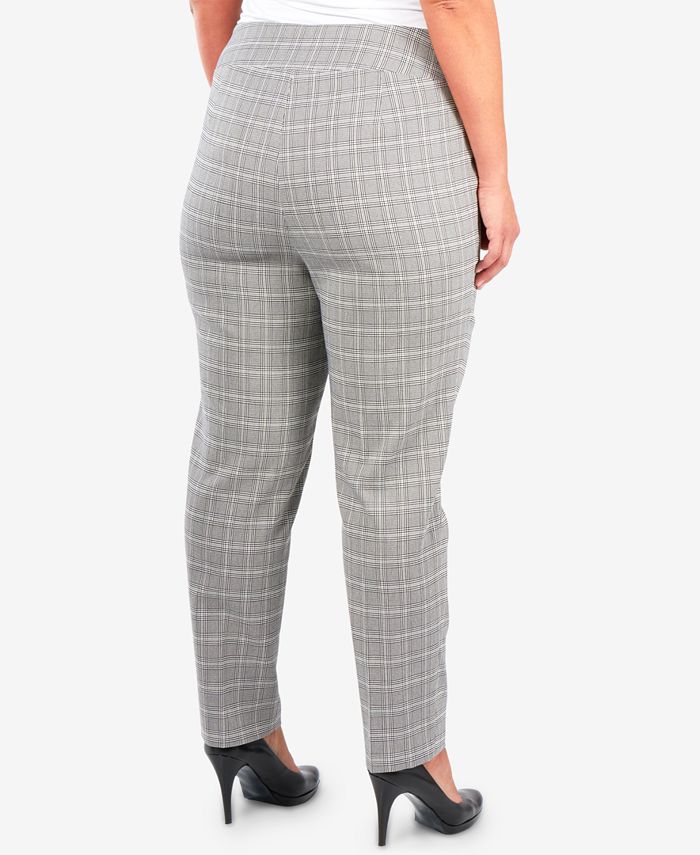 NY Collection Plus Size Plaid Slim-Fit Ankle Pants - Macy's