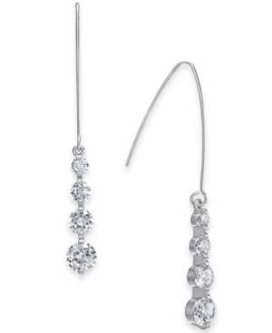 image of Inc Silver-Tone Cubic Zirconia Crystal Drop Threader Earrings, Created for Macy-s