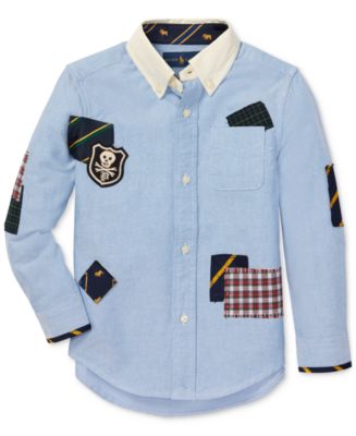 Polo Ralph Lauren Toddler Boys Patchwork Cotton Oxford Shirt - Macy's