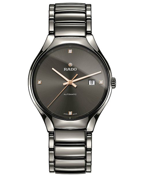 Rado Unisex Swiss True Diamond Accent Plasma High Tech Ceramic Bracelet Watch 40mm Reviews All Fine Jewelry Jewelry Watches Macy S