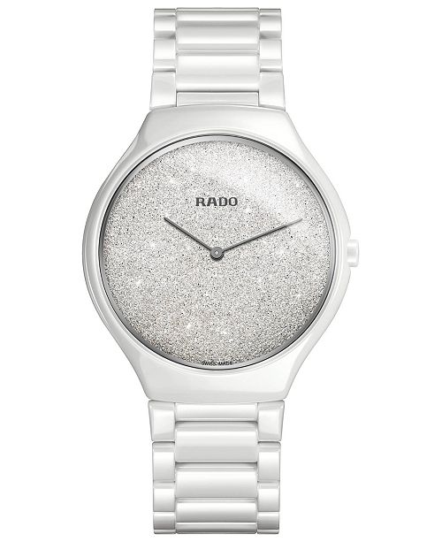 Rado Women S Swiss True Thinline White High Tech Ceramic Bracelet Watch 39mm Reviews All Fine Jewelry Jewelry Watches Macy S
