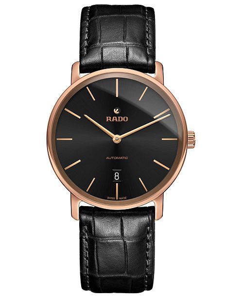 Rado Men S Swiss Automatic Diamaster Black Leather Strap Watch 41mm Reviews All Fine Jewelry Jewelry Watches Macy S