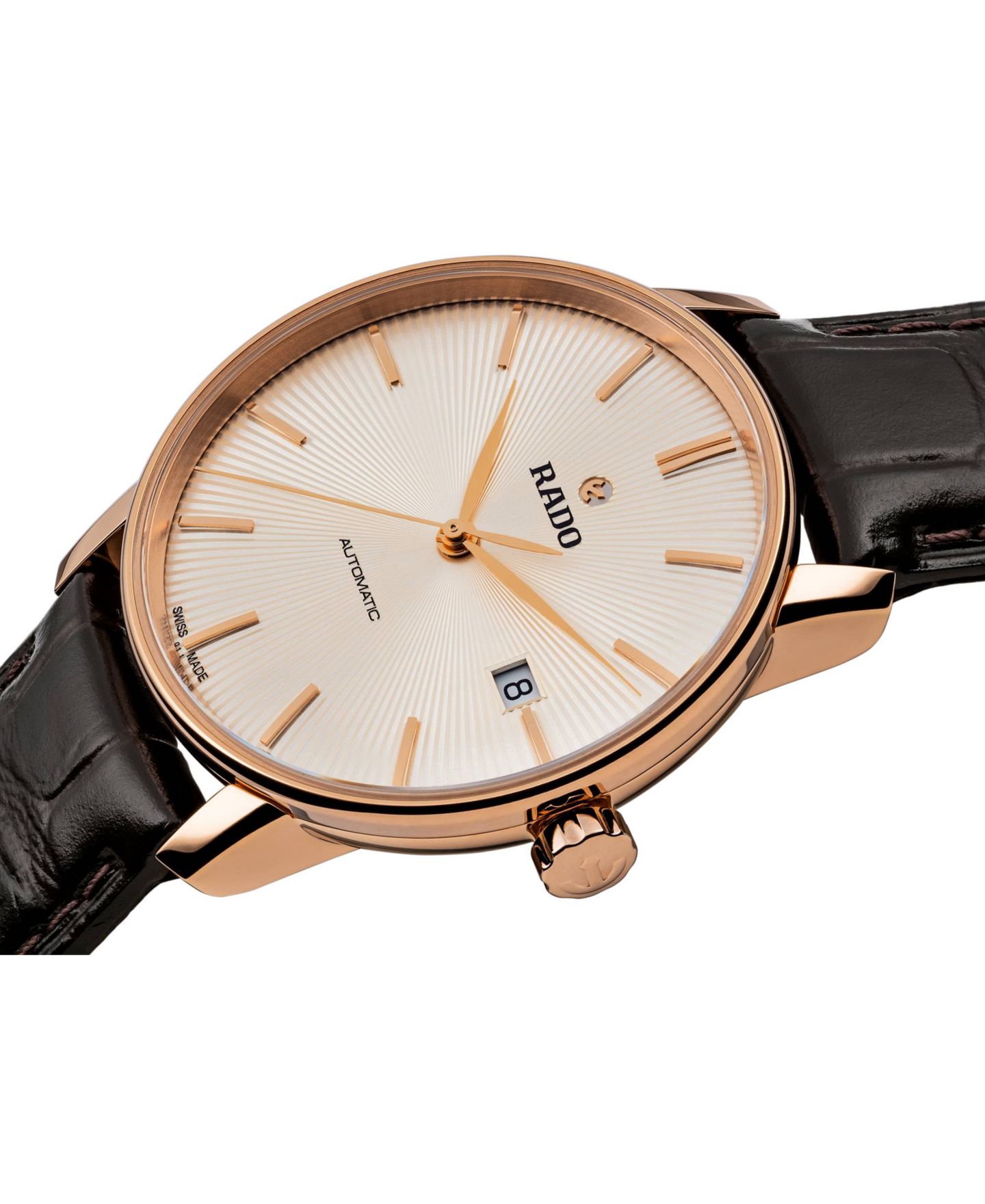 Мужские часы Rado Swiss Automatic Coupole Classic Dark Brown Leather Strap Watch 38mm R22861115 — фото 5