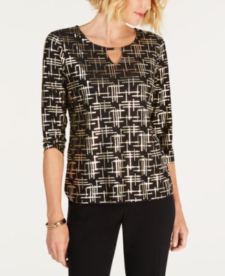 Jm Collection Women's Coastal Cascade Jacquard Printed Top, Created for  Macy's