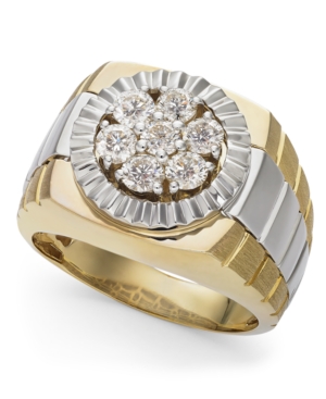 Macy's Men's Diamond Two-tone Ring In 10k Gold (1 Ct. T.w.)