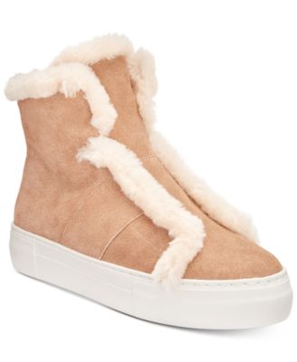 high top sneakers with fur